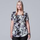 Plus Size Simply Vera Vera Wang Printed V-neck Tee, Women's, Size: 2xl, Oxford