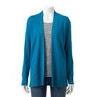 Women's Croft & Barrow&reg; Essential Open Front Cardigan, Size: Large, Turquoise/blue (turq/aqua)