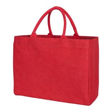 Kaf Home Solid Jute Tote Bag, Red