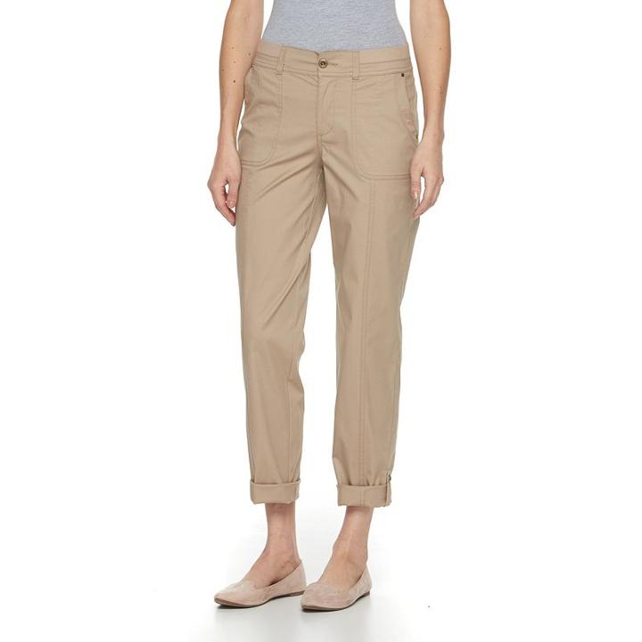 Women's Croft & Barrow&reg; Twill Convertible Pants, Size: 14, Med Beige