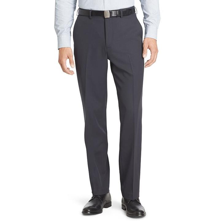 Men's Van Heusen Traveler Flat-front Dress Pants, Size: 36x32, Blue (navy)