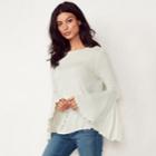 Women's Lc Lauren Conrad Striped Flare-sleeve Tee, Size: Xxl, Natural