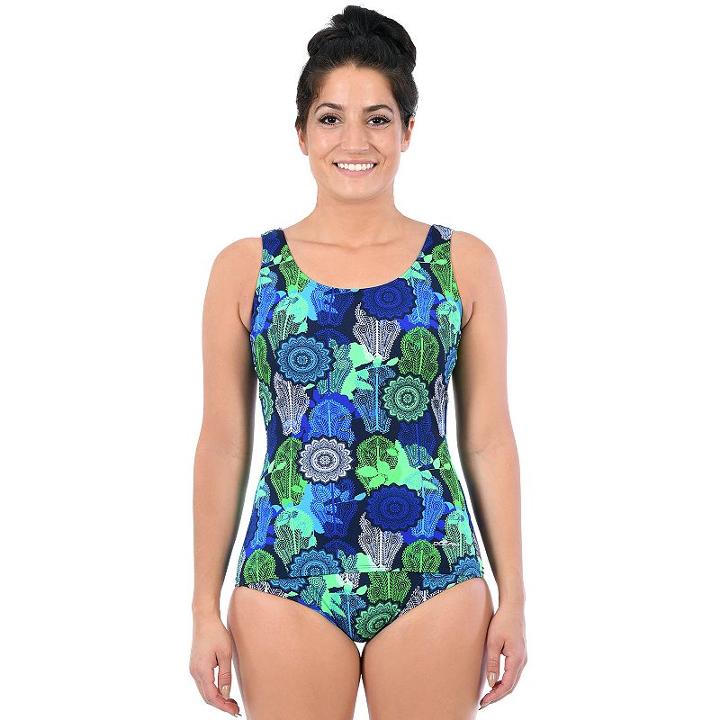 Women's Dolfin Moderate Scoopback One-piece Swimsuit, Size: 10 Comp, Med Blue