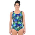 Women's Dolfin Moderate Scoopback One-piece Swimsuit, Size: 10 Comp, Med Blue