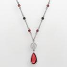 Nebraska Cornhuskers Silver Tone Crystal Logo Teardrop Y Necklace, Women's, Multicolor