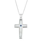 Men's Stainless Steel Mother-of-pearl & Lab-created Sapphire Cross Pendant, Size: 24, White