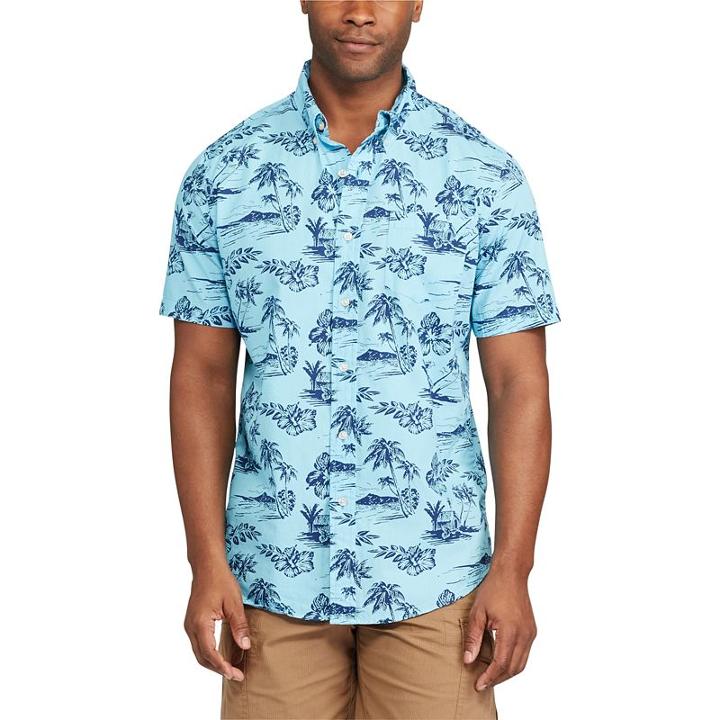 Men's Chaps Classic-fit Tropical Button-down Shirt, Size: Small, Blue