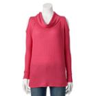 Women's French Laundry Textured Cold-shoulder Top, Size: Medium, Med Red