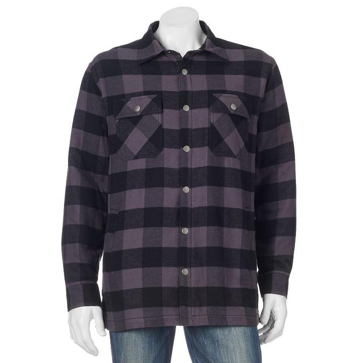 Big & Tall Croft & Barrow&reg; Flannel Shirt Jacket, Men's, Size: Xl Tall, Grey (charcoal)