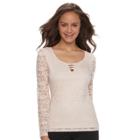Juniors' Candie's&reg; Criss-cross Lace Top, Size: Large, Brt Pink