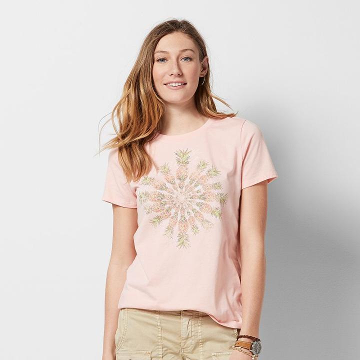 Women's Graphic Crewneck Tee, Size: Small, Brt Pink