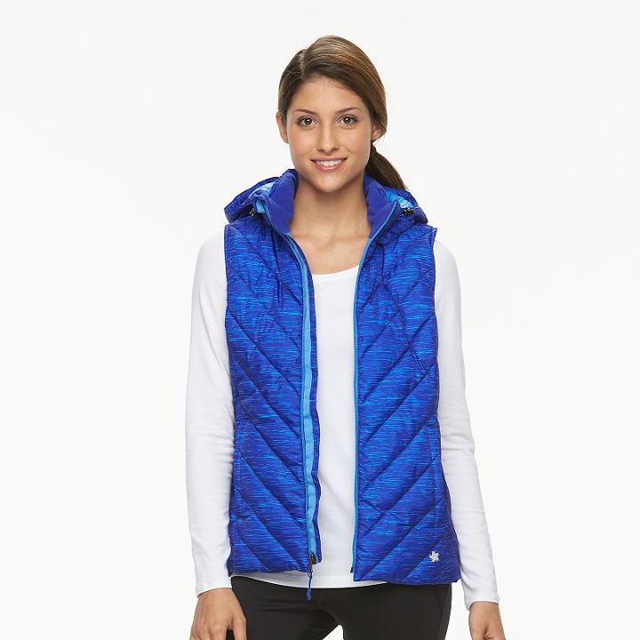Women's Tek Gear&reg; Hooded Puffer Vest, Size: Small, Med Blue
