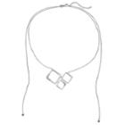 Sterling Silver Cubic Zirconia Square Double Strand Necklace, Women's, Size: 16, White