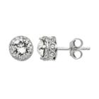 Diamond Splendor Crystal And Diamond Accent Halo Stud Earrings, Women's, White
