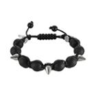 Stainless Steel Hematite Bead Slipknot Bracelet - Men, Size: 8.5, Grey