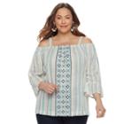 Plus Size Sonoma Goods For Life&trade; Printed Cold-shoulder Top, Women's, Size: 1xl, Med Blue