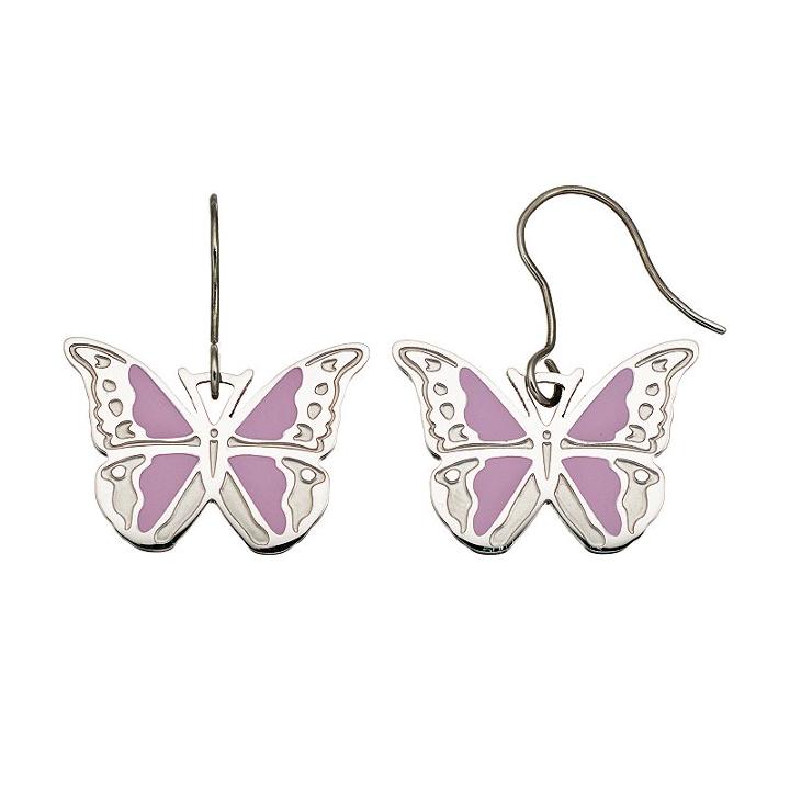 Steel City Stainless Steel Butterfly Drop Earrings, Women's, Purple