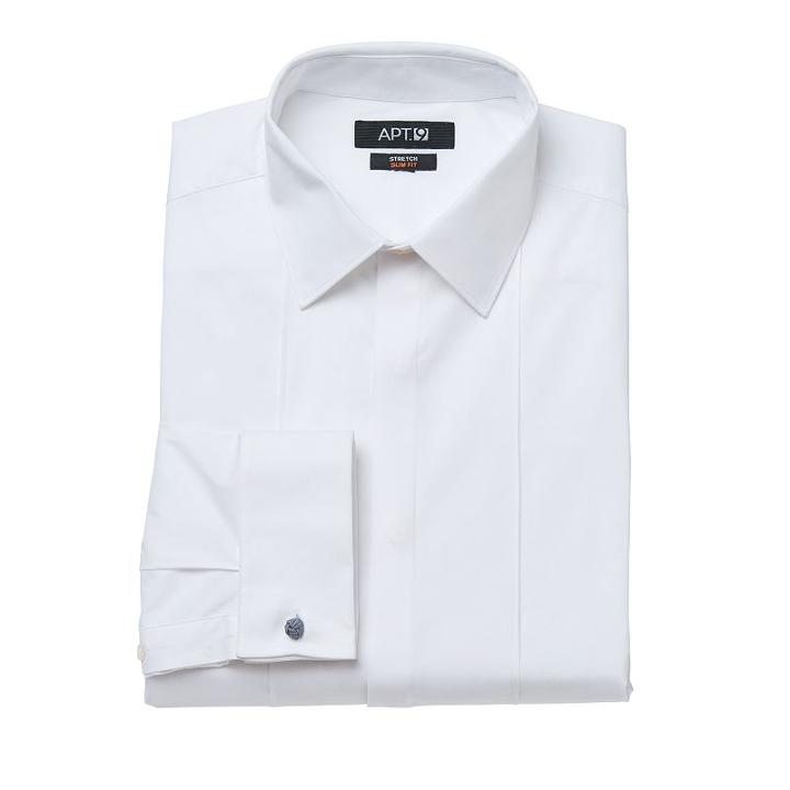 Men's Apt. 9® Slim-fit Stretch Spread-collar Tuxedo Dress Shirt, Size: 18-34/35, White