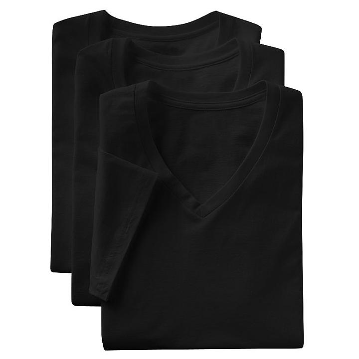 Men's Hanes Classics 3-pk. Comfortsoft V-neck Tees, Size: Medium, Black