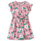 Girls 4-8 Carter's Pink Floral Flutter-sleeved Dress, Size: 8, Print