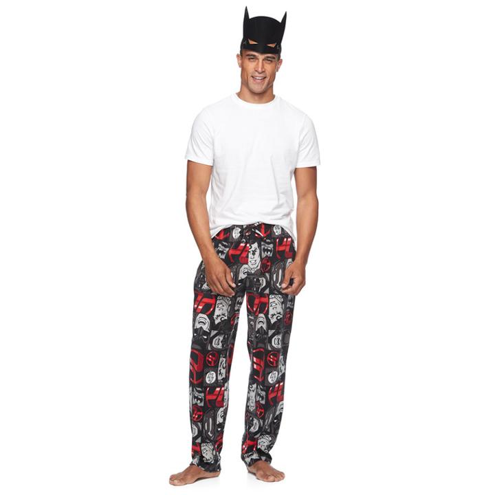 Men's Dc Comics Justice League Lounge Pants With Mask, Size: Medium, Black