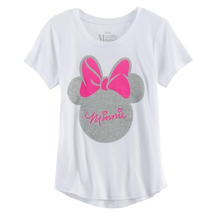 Disney's Minnie Mouse Girls 7-16 Glitter Head Graphic Tee, Girl's, Size: Medium, White