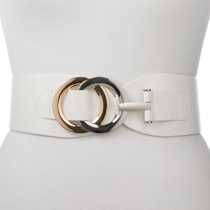 Women's Apt. 9&reg; Double Ring Stretch Waist Belt, Size: L-xl, White