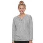 Juniors' Cloud Chaser Lace-up Sweatshirt, Teens, Size: Medium, Med Grey