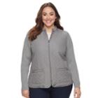 Plus Size Croft & Barrow&reg; Quilted Full-zip Sweater Jacket, Women's, Size: 1xl, Med Grey