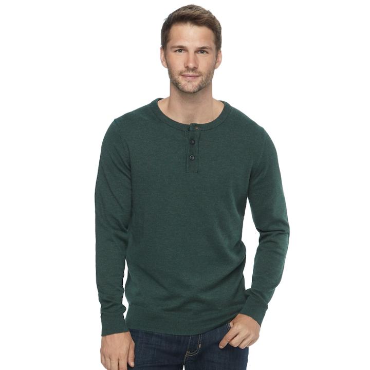 Men's Sonoma Goods For Life&trade; Coolmax Classic-fit Henley, Size: Xl, Dark Green