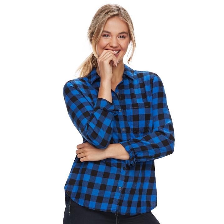 Juniors' So&reg; Button-front Shirt, Teens, Size: Large, Med Blue