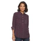 Women's Croft & Barrow&reg; Print Popover Shirt, Size: Large, Drk Purple