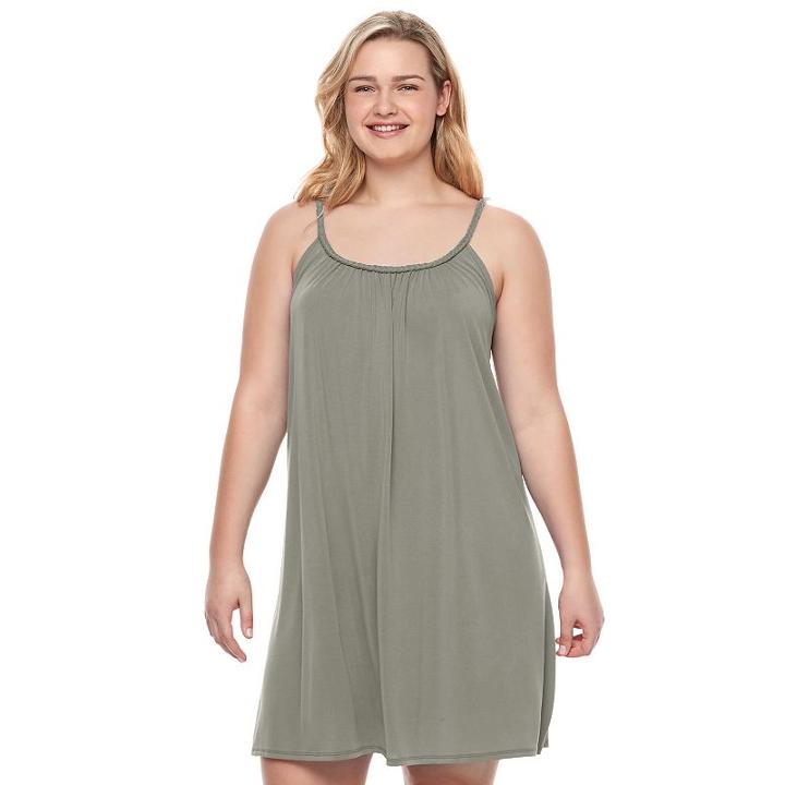 Juniors' Plus Size Mudd&reg; Braided Trim Swing Dress, Girl's, Size: 2xl, Med Green
