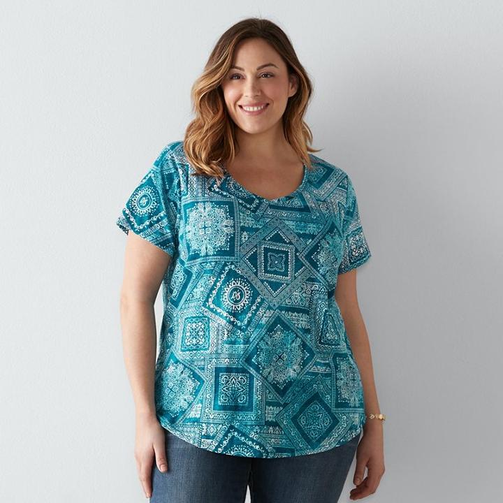 Plus Size Sonoma Goods For Life&trade; Essential V-neck Tee, Women's, Size: 1xl, Dark Blue