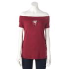 Women's Rock & Republic&reg; Off-the-shoulder Keyhole Tee, Size: Xs, Red