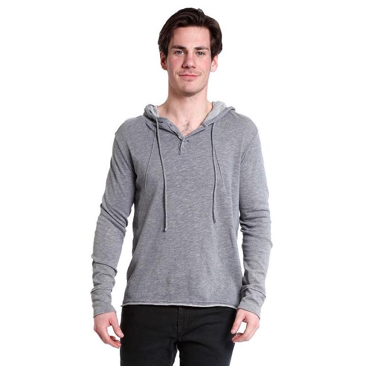 Men's Excelled Raw-hem Slim-fitting Hoodie, Size: Xxl, Grey