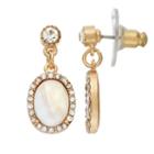 Lc Lauren Conrad Nickel Free Mother-of-pearl Oval Halo Drop Earrings, Women's, White Oth