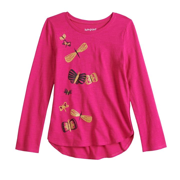 Girls 4-12 Jumping Beans&reg; Embellished Graphic Long-sleeve Tee, Size: 7, Red