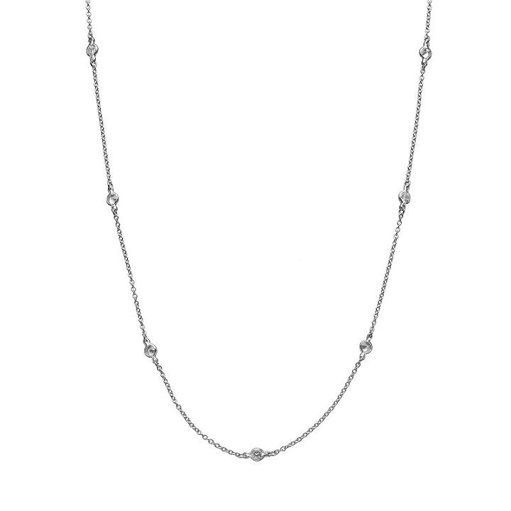 Journee Collection Cubic Zirconia Sterling Silver Station Necklace, Women's, Size: 16, Grey