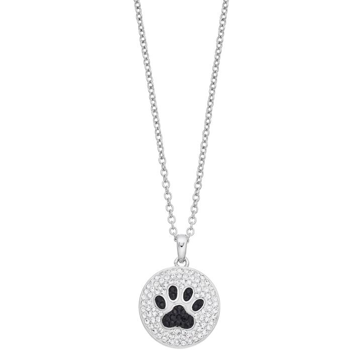 Silver Plated Crystal Paw Print Pendant Necklace, Women's, Size: 18, Multicolor