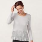 Women's Lc Lauren Conrad Pleated Mock-layer Top, Size: Large, Dark Grey