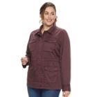 Plus Size Sonoma Goods For Life&trade; Embroidered Utility Jacket, Women's, Size: 3xl, Drk Purple
