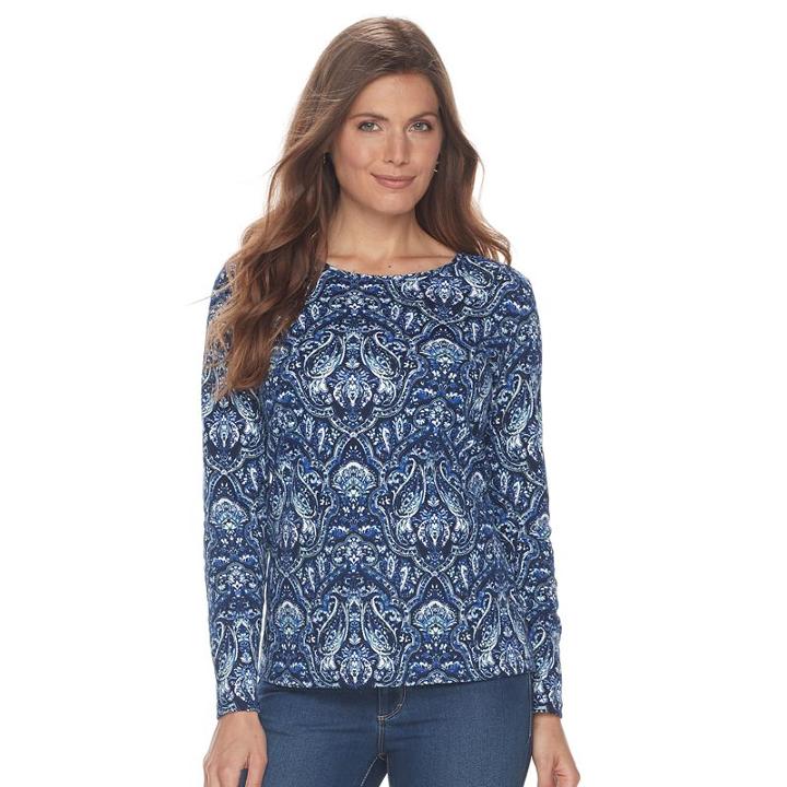 Petite Croft & Barrow&reg; Crewneck Tee, Women's, Size: Xl Petite, Blue (navy)