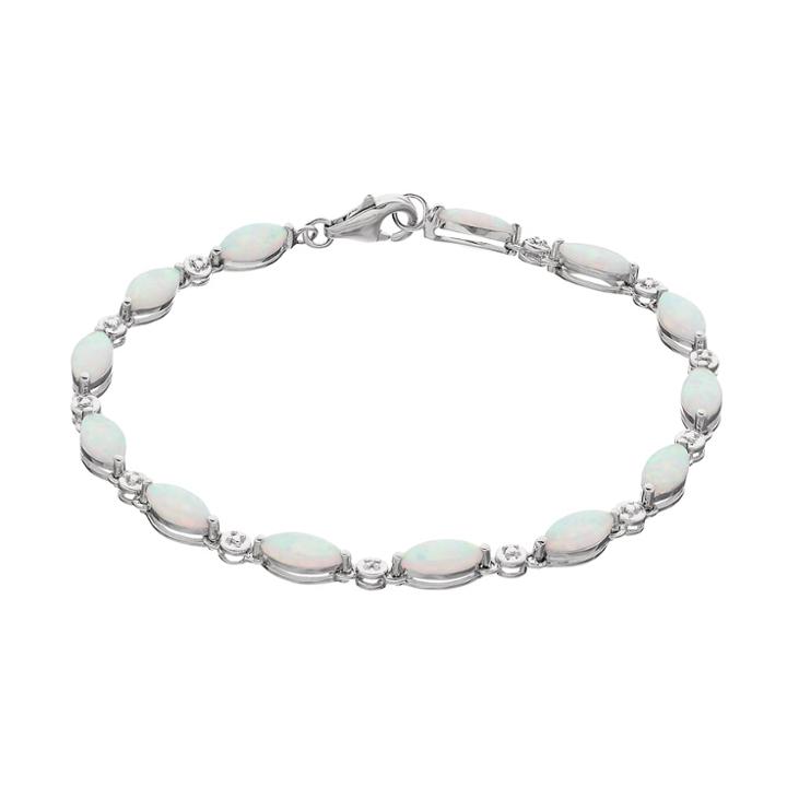 Sterling Silver Lab-created White Opal Marquise Bracelet, Women's, Size: 7.25