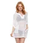 Women's Beach Scene Hooded Lace Cover-up, Size: Xl, White