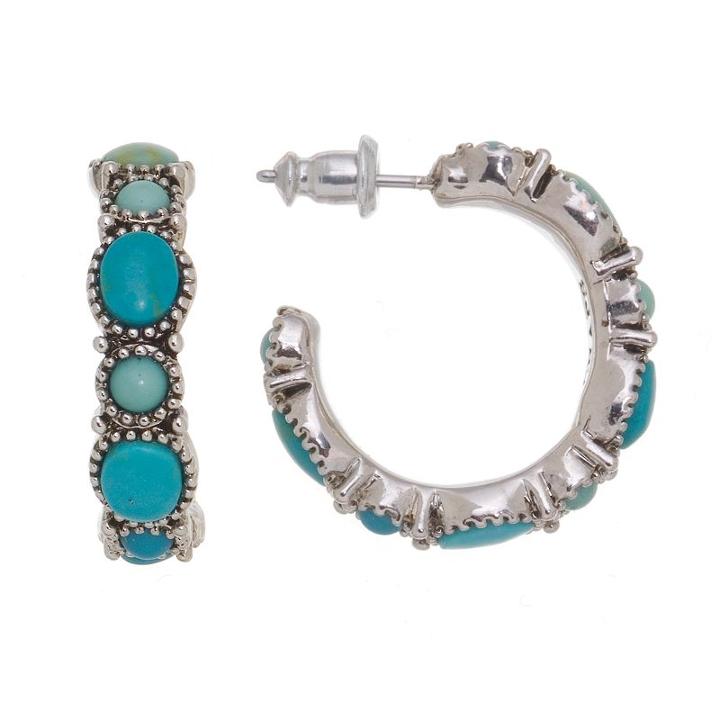 Chaps Small Cabochon Hoop Earrings, Women's, Blue