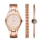 Folio Women's Crystal Watch & Bracelet Set, Pink