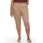 Plus Size Gloria Vanderbilt Anita Capri Pants, Women's, Size: 20 W, Beig/green (beig/khaki)