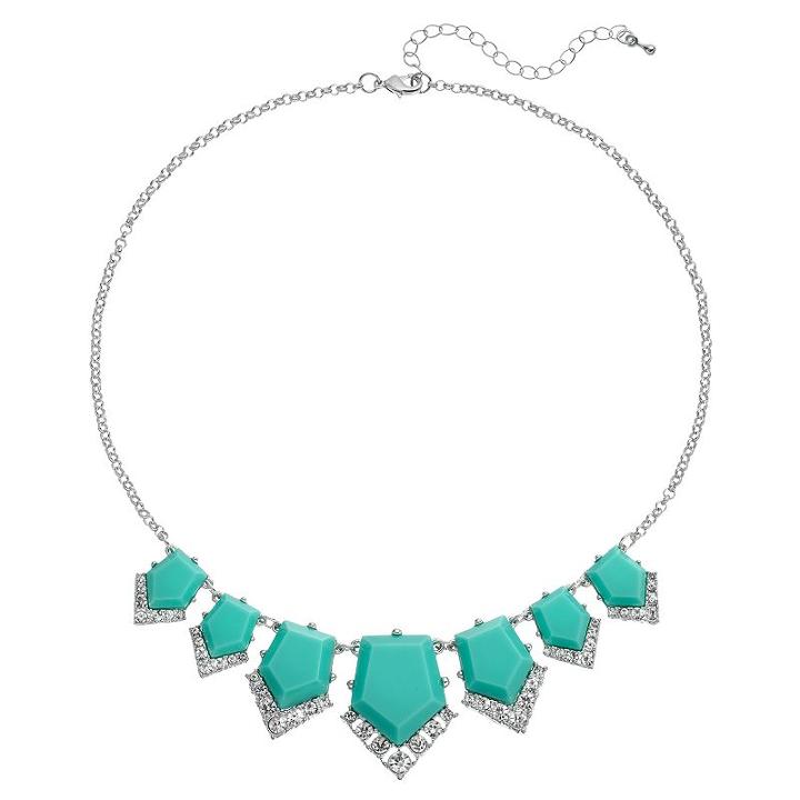 Mudd&reg; Aqua Pentagon Graduated Statement Necklace, Women's, Turq/aqua