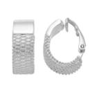 Dana Buchman Silver Threaded J Hoop Clip-on Earrings, Women's